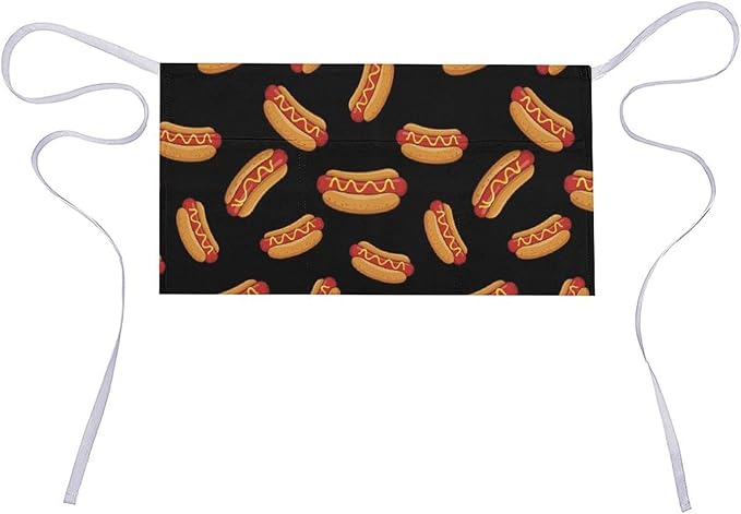 Unisex Apron for Cooking Server Waitress Half Waist Apron with 3 Pockets