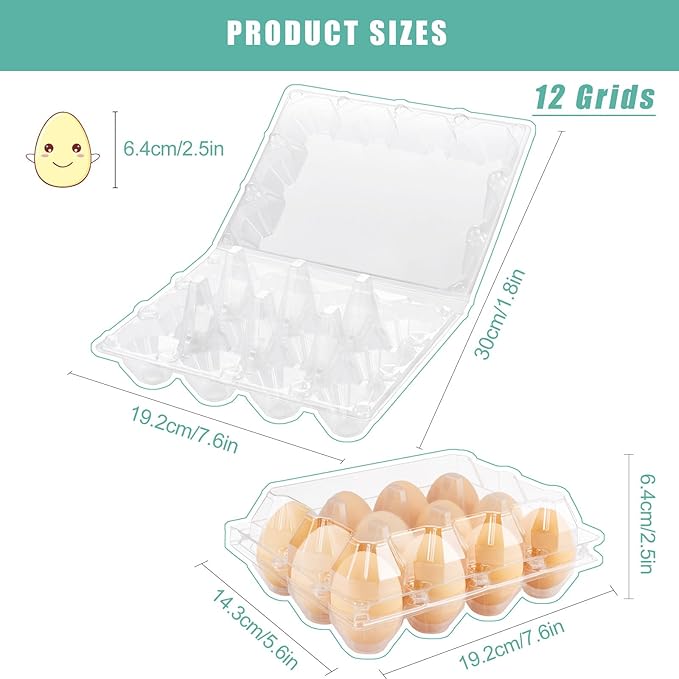 120 Packs Plastic Clear Egg Carton，Egg Cartons 3 * 4Grids，Cear Egg Carton for Perfect for Refrigerator Chicken Farm Markets