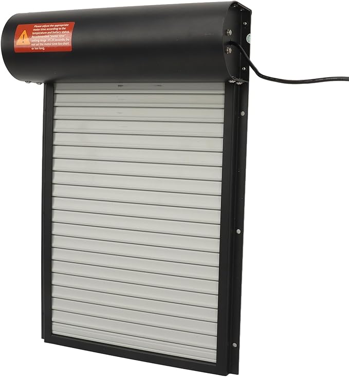Automatic Chicken Coop Door Solar Powered, Timer Function Timer Function, LED Display Controller Cold Weather Electric Chicken Door, for Duck Goose Farm Safety Equipment (Black)