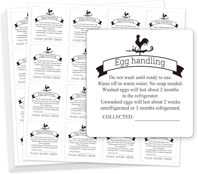 320 Pcs Egg Carton Labels, 2 Inch Square Egg Handling Sticker PET Adhesive Egg Packaging Sticker for Box Container Carton Farm Supplies