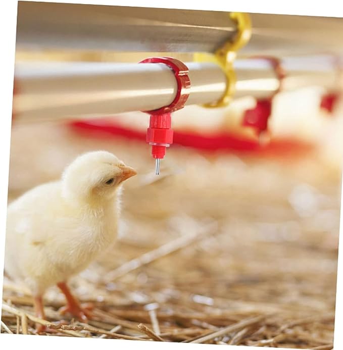 100Pcs Chicken Feeder Nipples, Poultry Nipples Automatic Chicken Water Nipple Drinker Poultry Waterer Water Dispenser Poultry Hen Duck Goose Water Fountain Drinking Feeder