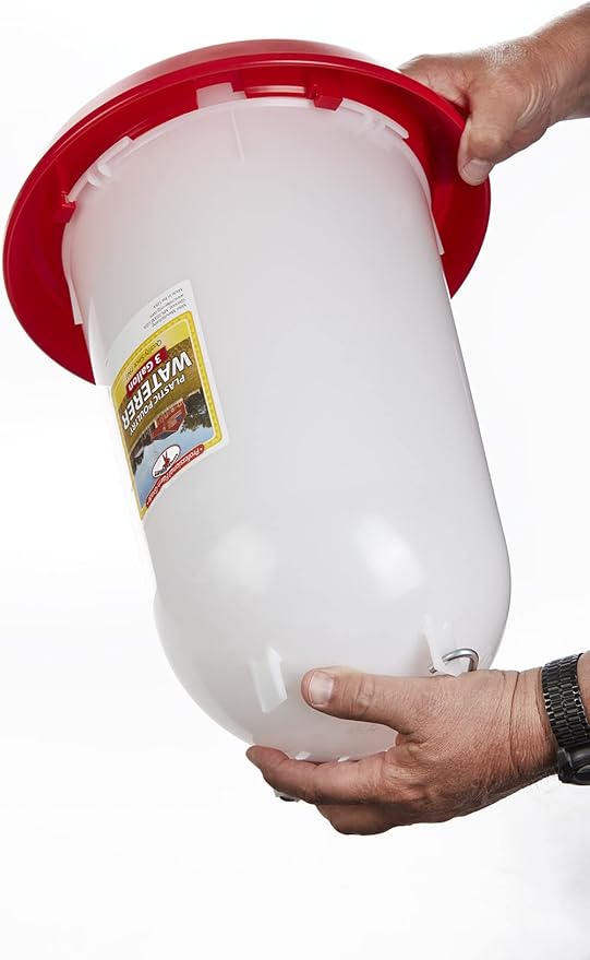 Little Giant® Plastic Poultry Drinker | Heavy Duty Plastic Gravity Fed Water Container Jar | Chicken Waterer with Handle | 3 Gallon