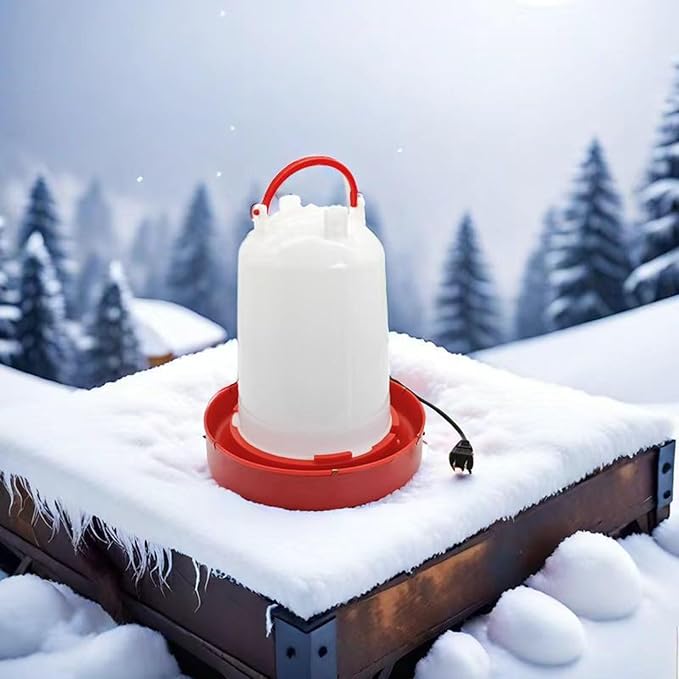 Heated Chicken Waterer,Hanging Poultry Water Fountainer,Farm Innovators Heated Chicken Waterer,Poultry Water Big Capacity Plastic Water Dispenser with Heater for Chicks,Chickens Livestock (4, Liters)