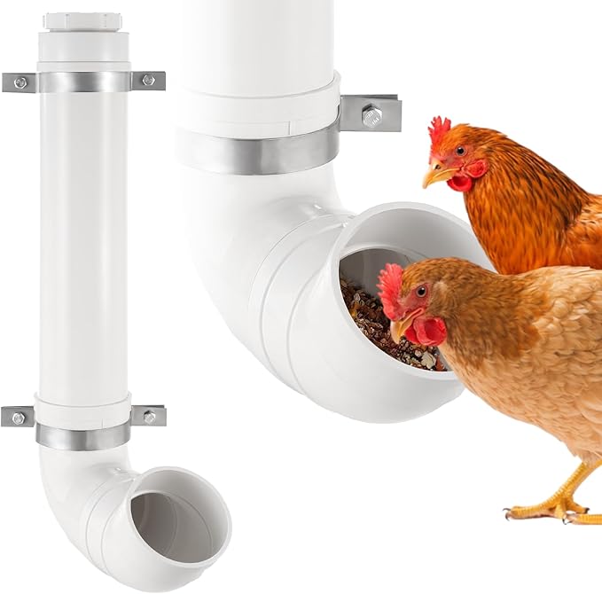 PVC Pipe Chicken Coop Feeder, Rat-Proof with Lid, Poultry Feeder (1 Pack)