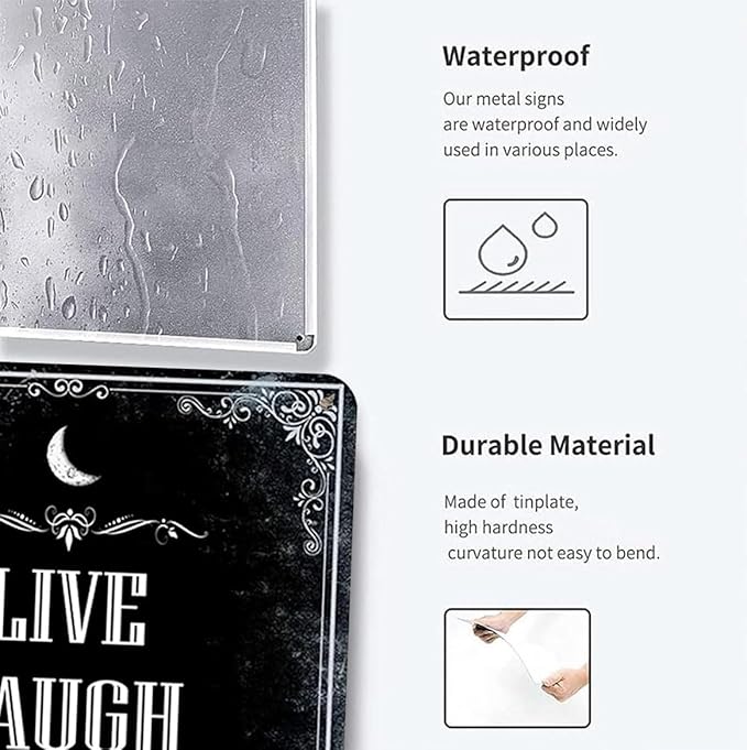 Live Laugh Lobotomy Metal Sign - Funny Meme Tin Sign for Gothic Home Decor - Dark Humor Door Sign 8x12 Inch
