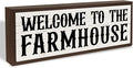 Welcome to the Farmhouse Sign, Country Style Welcome Decor for Home, Front Door Porch Entryway Decors, Cottage Decor, Housewarming Decoration 9.5x3.1x1 inches