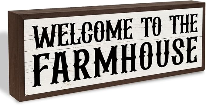 Welcome to the Farmhouse Sign, Country Style Welcome Decor for Home, Front Door Porch Entryway Decors, Cottage Decor, Housewarming Decoration 9.5x3.1x1 inches