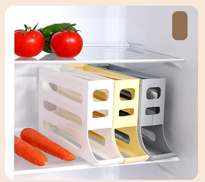 24 Eggs Egg Holder for Fridge,4 Tiers Egg Container,Auto-Rolling Organizer for Refrigerator,Space-Saving Egg Dispenser Holder,Fridge Egg Rack (White, 2pack)