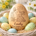Personalized Wooden Easter Egg – Custom Engraved Bunny Name Egg, Baby First Easter Keepsake Gift, Rustic Wood Bunny Decor, Cute Basket Stuffer for Kids, Spring Holiday Gift for Baby Boy Girl