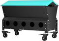 Heavy Duty Chicken Feeder 120 lbs Large Capacity, Metal Automatic Poultry Feeding Box with Waterproof Lid, Raised Standing Feeder with Wheels for Hens & Roosters, Portable & Easy to Move