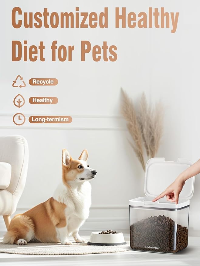 Airtight Dog Food Storage Container 15lb / 11L – Pet Food Storage Bin with Lids, Cat Treat Jar, BPA Free, Dry Boxs, Rice Storage Container for Flour, Cereal & Grain, White