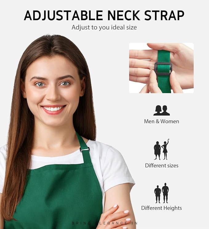 Syntus Adjustable Bib Apron with 2 Pockets Cooking Kitchen Aprons for Women Men Chef