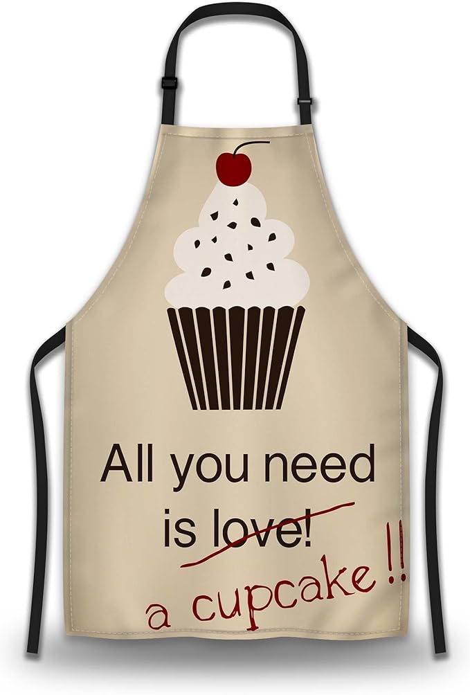 Baking Apron for Men All You Need Is a Cupcake Craft Aprons for Women for Kitchen Cooking Restaurant BBQ Painting Crafting 27” (W) x 31” (H), Waterproof Apron