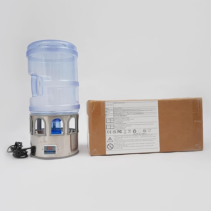 Chicken Heated Water Bowl, Temp Adjustable Poultry Water Heater (32-122℉), LED Display, Stainless Steel All-Season Heated Chicken Waterer, 5 Gallon Winter Poultry Drinker for Chickens Ducks Geese