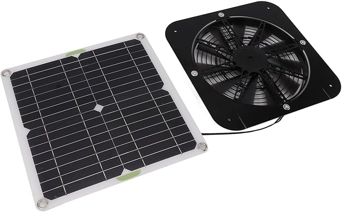 13.5in Solar Powered Fan, 100W Solar Exhaust Intake Fan Kit, Pet Potty House Solar Exhaust Ventilation Fan for Greenhouse Chicken Coop Dog Kennel