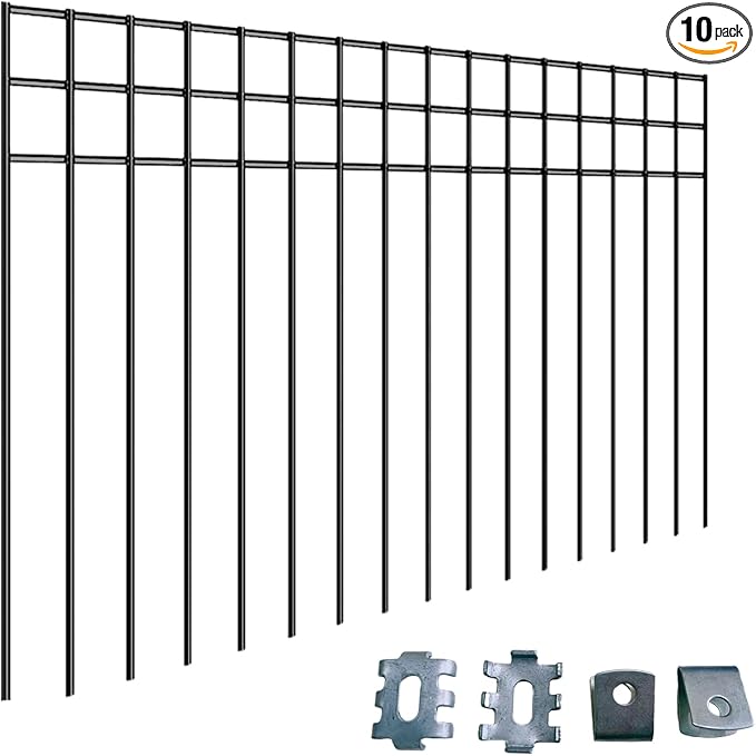 24x15-inch No Dig Animal Barrier Fence, 15 Pack Black Dig Protective with 1.5 inch Spike spacing, Dog/Rabbit/Groundhog Underground Dig Barrier, Galvanized Outdoor Garden Metal Fence