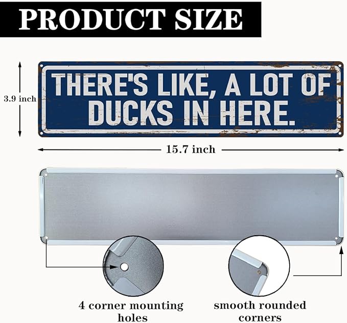 Rustic Farmhouse Style Duck Coop Sign, Metal Outdoor Ducks House Signs, There's like a lot of Ducks in here, Retro Metal Tin Sign, Farmhouse Decor, Backyard Duck House Gift 15.8x4 Inch