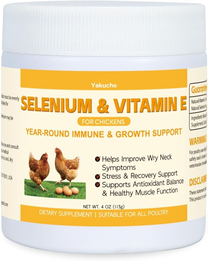 Selenium & Vitamin E Powder for Chickens | Poultry Nutrient Support Blend for Muscle Activity & Daily Balance | Feed Mix Additive for Chickens & All Poultry | 113g