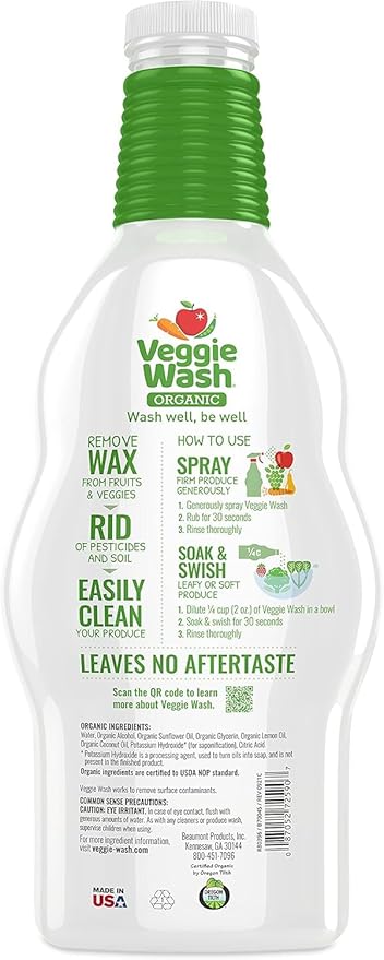 Veggie Wash Organic Fruit and Vegetable Wash Soaker, 32 Fluid Ounce