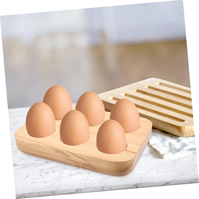 Happyyami Rustic Wooden Egg Tray Holder for Kitchen 12-Capacity Egg Storage Container for Refrigerator and Countertop Display