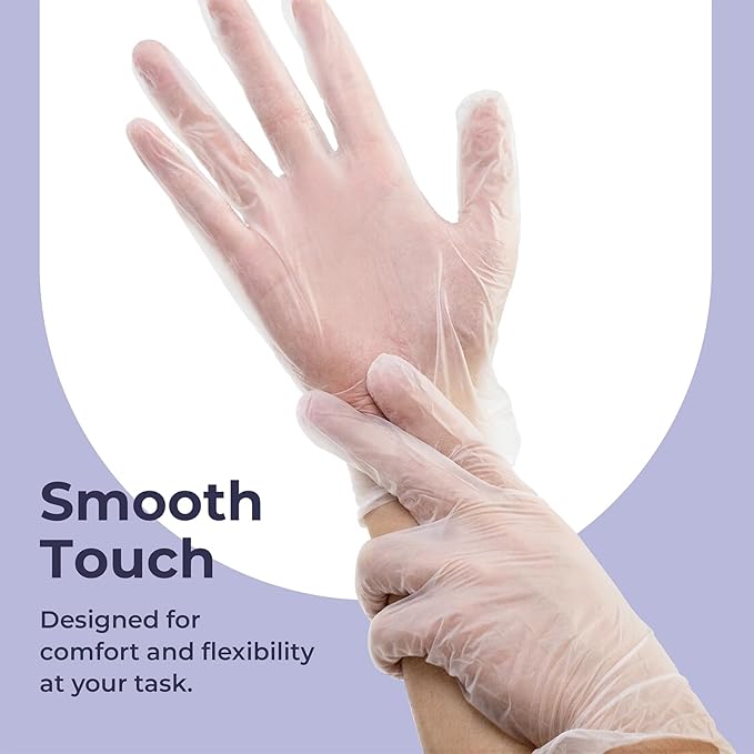 Fit Meal Prep Disposable Food Prep Vinyl Gloves Food Safe Glove Household Cleaning Gloves for Cooking, Kitchen
