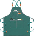 Chef Apron for Men Women Canvas Aprons with 3 Pockets Cross Back Resistant Work Apron for Cooking