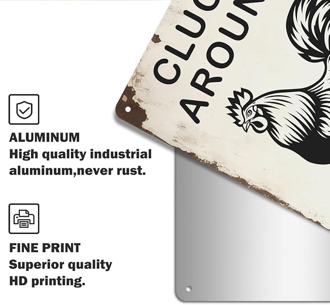Funny Chicken Gifts for Women, Cluck Around and Find Out Aluminium Plate Signs, Humorous Chicken Decor for Home Farmhouse Coop, Rustic Wall Art Decorations 8 X 12 Inch Metal Signs