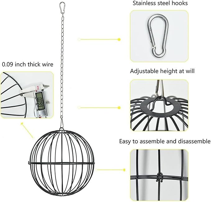 Hangings Chicken Feeder, Portable, 9x19x19cm, Adjustable Hanging Chain, Large Animal Feede, Encourages Natural Foraging, for Chickens, Ducks, Quail, Goats, Horses, Deer