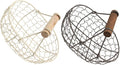 2pcs Retro Style Storage Basket Wooden Handle for Fruit Eggs and Snacks Compact Design for Organization Gray-Black and Colors