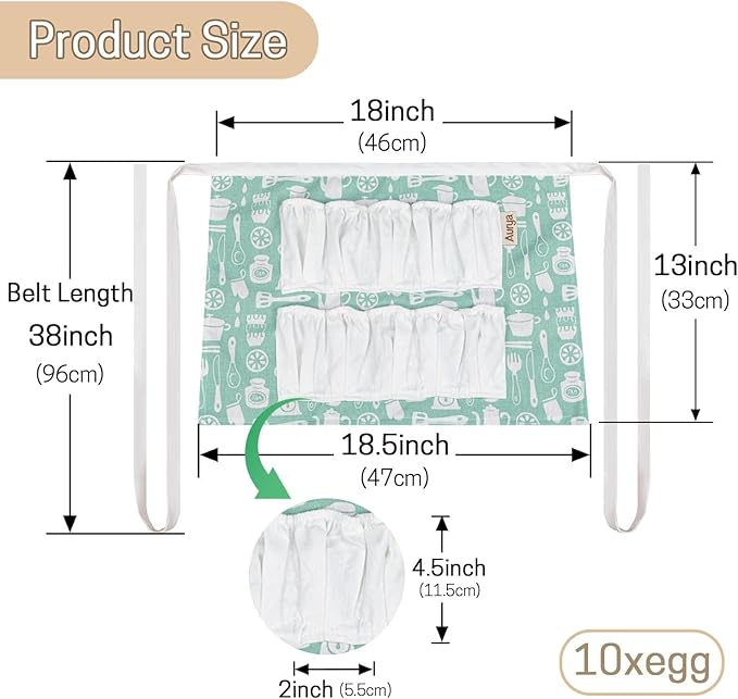Aurya Kids Egg Collecting Apron - Chicken, Hen, Duck, Goose Gathering Holder for Children