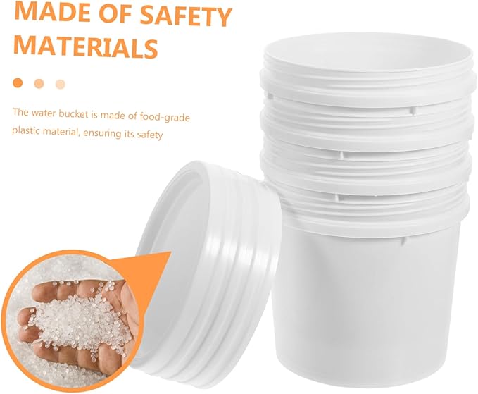 VOSAREA 4Pcs Food Grade Water Bucket with Lid Portable Utility Container for Home Factory Farm Use and Leak Design