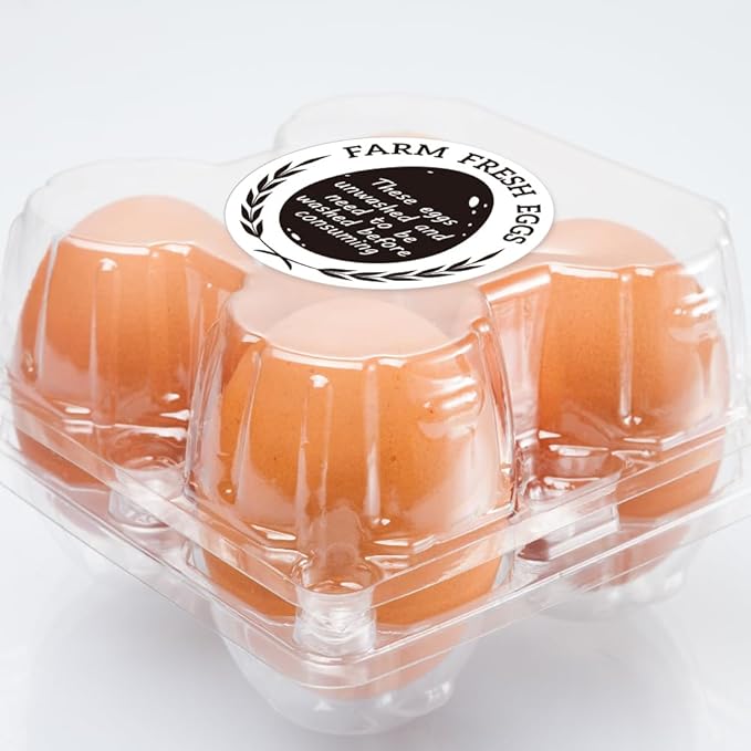 320 Pcs Egg Carton Labels, 2 Inch Round Farm Fresh Egg Sticker PET Adhesive Egg Packaging Sticker for Box Container Carton Farm Supplies