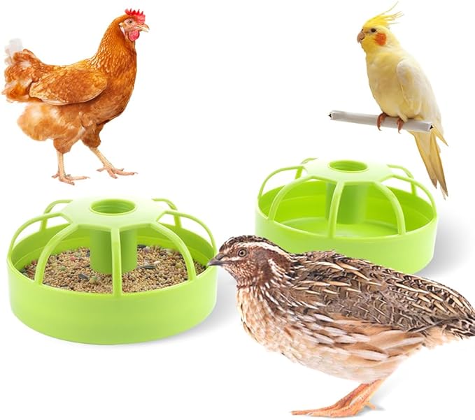 2 Pack Chicken Feeder Poultry Food Dispenser Chicken Plastic Water Feeder for Small Poultry Chicken Duck Pigeon Quail Bird