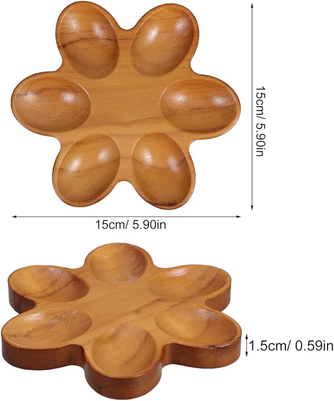 VOSAREA Wooden Egg Tray Wood Deviled Egg Platter Wood Serving Dish Platter for Kitchen Storage Elegant for Countertop and Fridge Use