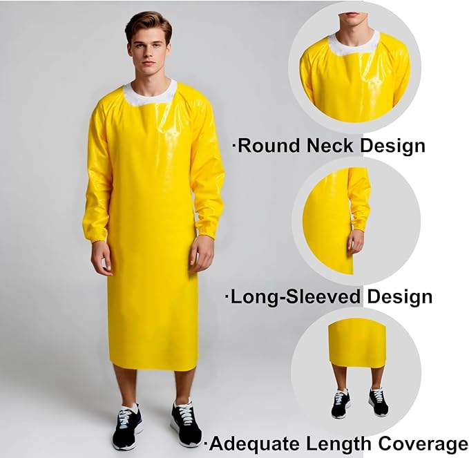 ELEBOX Waterproof Apron with Long Sleeves, Safety Apron Work Uniform for Men & Women, Chemical Resistance Anti-Tear Apron