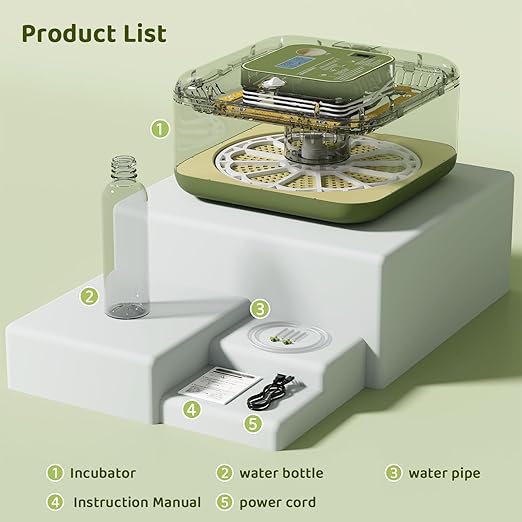 Ovatt 12-Egg Incubator with LED Display, Automatic Temperature and Humidity Control, and Automatic Egg Turner for Chicken, Duck, Quail, and Goose Eggs—Ideal for Home and Small Farms