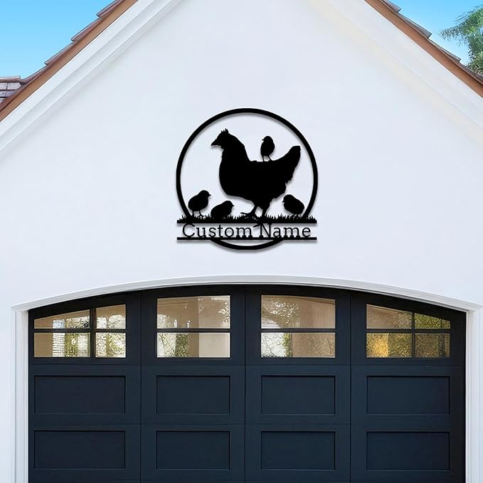 Personalized Chicken Coop Metal Sign,Custom Chicken Farm Metal Wall Art,Personalized Chicken MetalSign, Metal Chicken Farmhouse Sign,Hen House Sign, Funny Chicken Farm Decor (Chicken C)