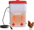 Heated Chicken Waterer 3 Gallon Poultry Water Heater with 4 Nipples Freeze Proof Chick Waterer Heater for Winter Chicken Turkey Pigeon Goose