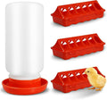 Chick Feeder and Waterer Set, 3 pcs 12 Hole Trough Feeders with Low-Spill Waterer for Baby Chicks or Ducklings Small Poultry, Brooder Coop Supplies Baby Chick Starter Kit (Color:Red)