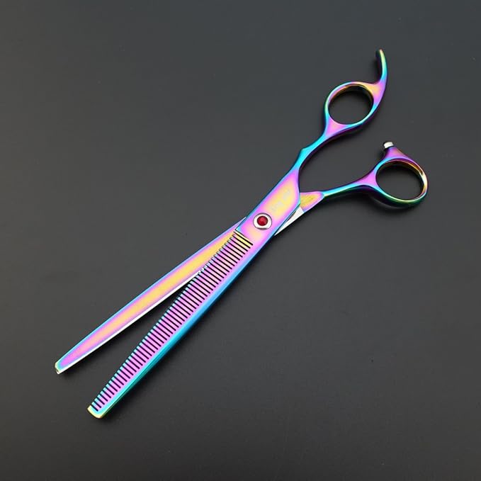 KINGSTAR 8.0in. Professional Pet Grooming Scissors Set,Titatium Plated Straight & Thinning & Curved Scissors Set with Comb,Dog Grooming,A563