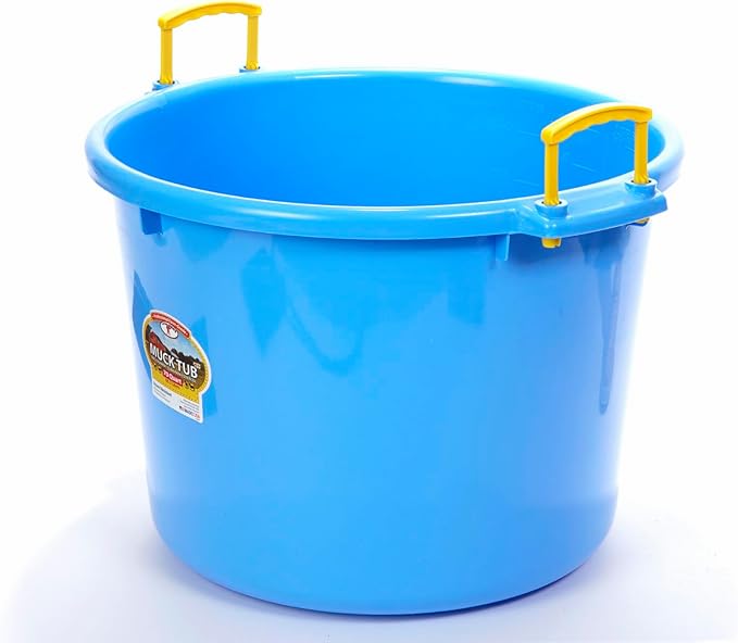 Little Giant® Plastic Muck Tub | Durable & Versatile Utility Bucket with Handles | Muck Bucket | Durable Handles | 70 Quart | Berry Blue