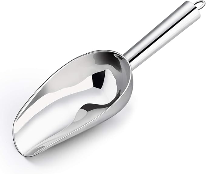 P&P CHEF Food Ice Scoop, Stainless Steel Scoop, Metal Candy Popcorn Flour Utility Scooper for Wedding Party Bar Kitchen Bath, Heavy Duty & Dishwasher Safe, (8oz, 1Pc)