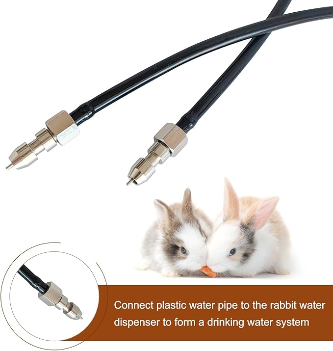 10pcs Stainless Steel Rabbit Water Nipples Metal Dispenser Hamster Waterer Automatic Watering System Kit