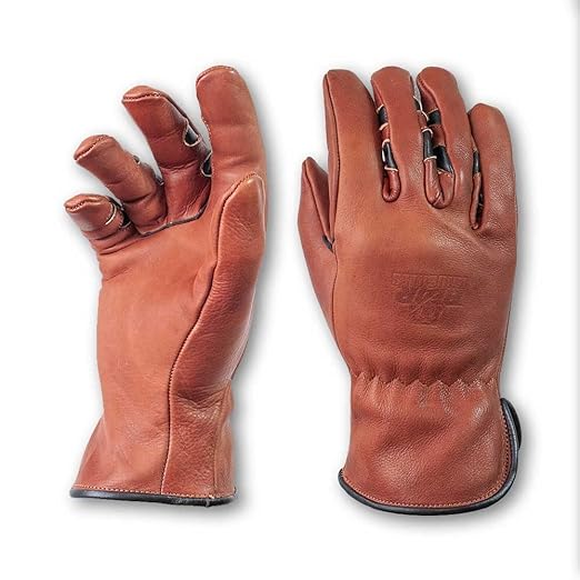 Bear Knuckles Regular Duty Brown Cowhide Leather Work Gloves | Patented Pre-Curved Finger Design