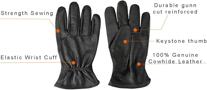 Men's Water Resistant Cowhide Leather Work Gloves for Construction,Gardening Gloves,Waterproof Mechanic Gloves