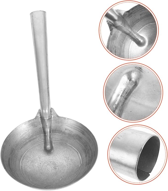 Toyvian Iron Feed Scoop with Ergonomic Handle Heavy Duty Ladle for Feeding and Watering Livestock Durable Iron Construction for Farmers and Homesteaders Feeding Tool