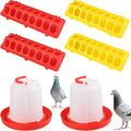 6 Pack Chicken Feeder Waterer Set, 1L Feeder Flip Top Feeding Dispenser with Anti-Spill Design for Pigeon, Chick, Duckling, Quail, Durable Plastic Feeding Supplies for Small Poultry Backyard Birds