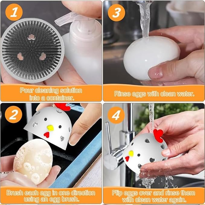 Fresh Egg Brush Cleaner, Silicone Good Egg Cleaner Scrubber for Fresh Eggs, Reusable Egg Washer for Fresh Eggs,Cleaning Tools for Egg Washer (Yellow 2Pack)