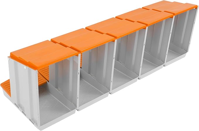 Chicken Nesting Box, 5 Compartments PP Nesting Box, Wall Mountable Nesting Boxes with Inclined Top, Drain Holes & Resting Platform for Chicken and Poultry to Collect Eggs