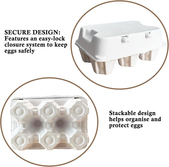 Farm Fresh Egg Cartons, White, 6-Cavity Jumbo Size for Duck and Turkey Eggs, Blank Top for Custom Labels, Commercial and Home Use (20)